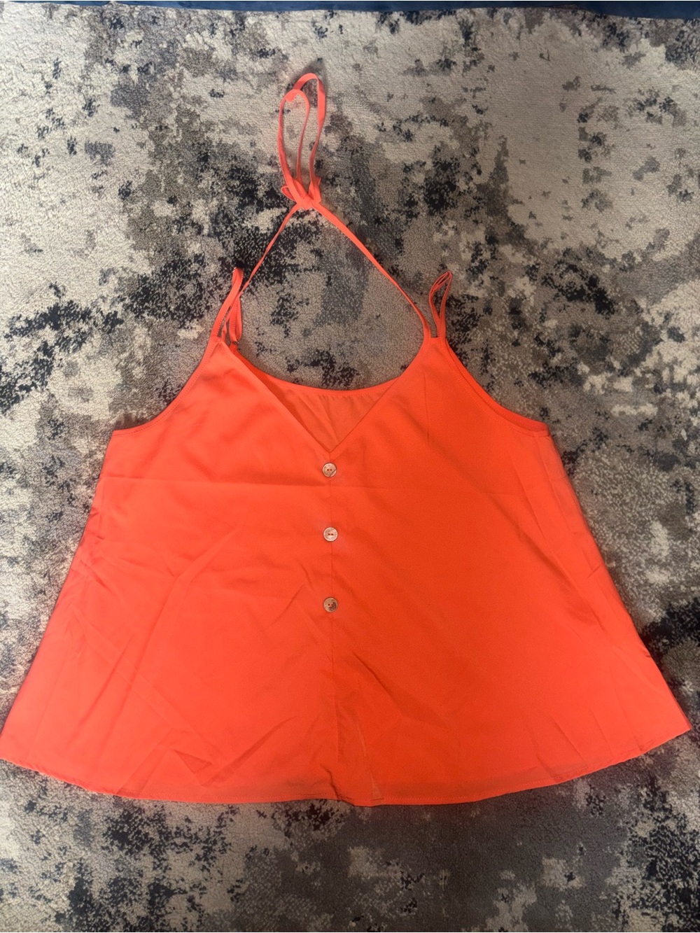 SHEIN Orange Halter Button-Front Tank Top